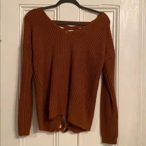 Crisscross open back sweater